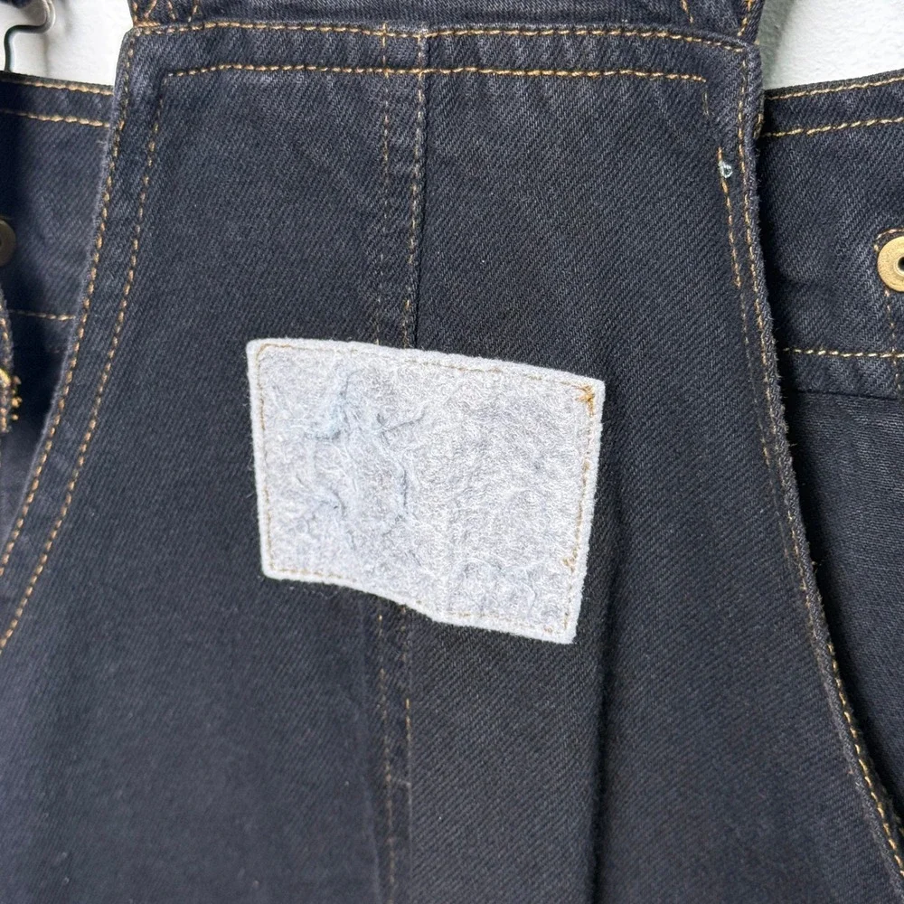 Vintage Pooh Winnie the Pooh Black Denim Overall Dress Pinafore Size 9/10 90s - Picture 7 of 8